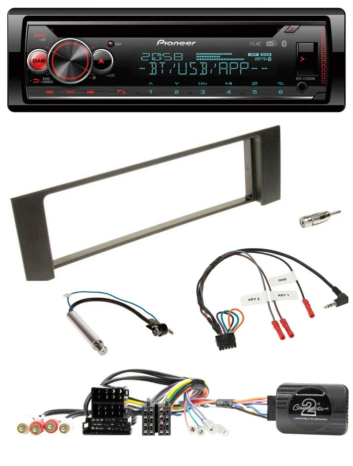 Pioneer Lenkrad DAB CD Bluetooth USB Autoradio für Audi A4 00-09 ISO Fakra teila