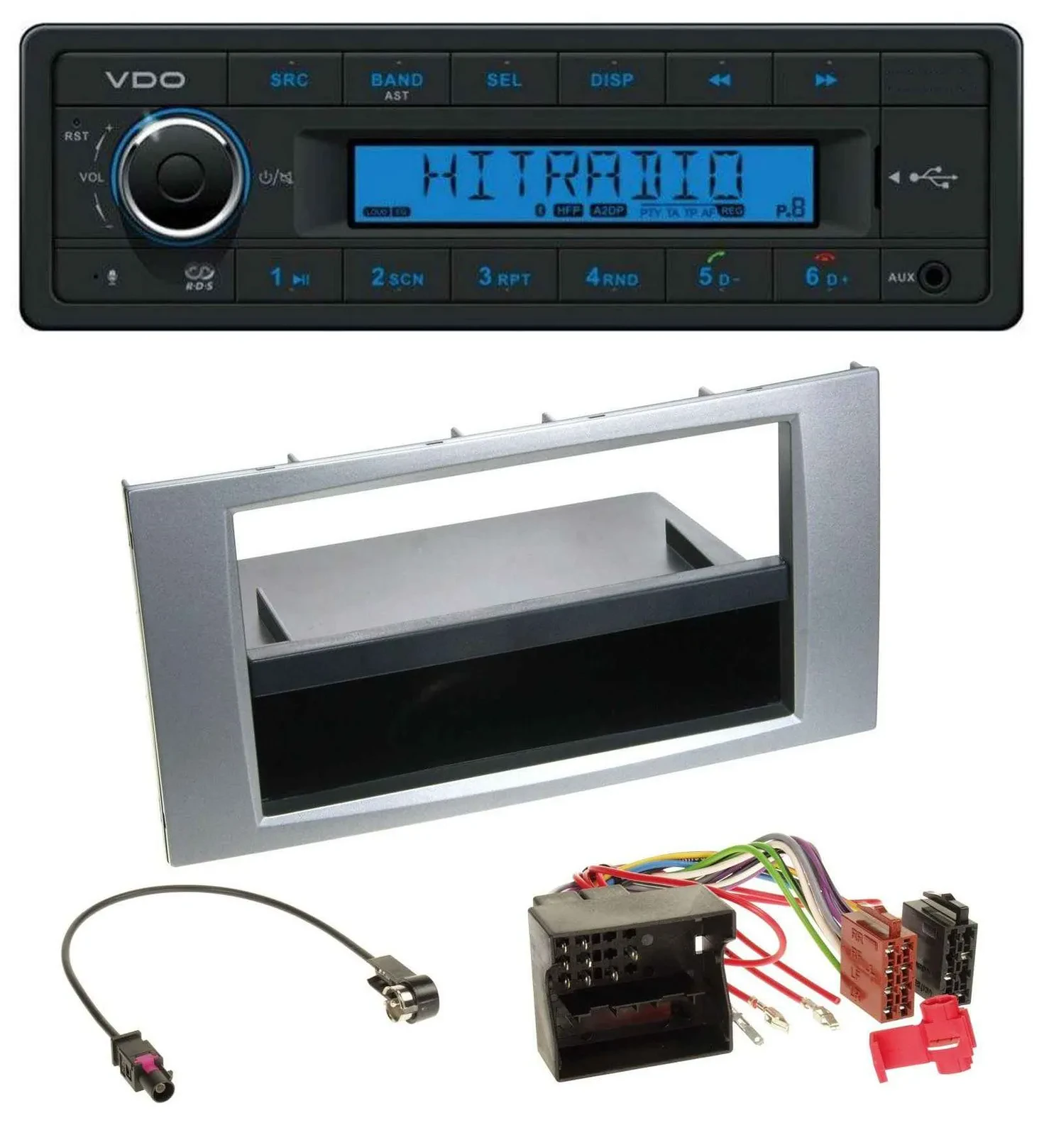 VDO AUX Bluetooth USB MP3 Autoradio für Ford Fiesta Focus 2004-2008 silber