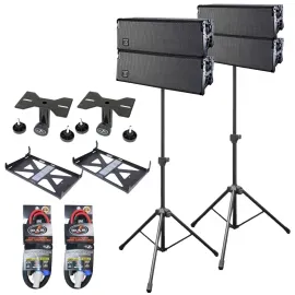 (4) DAS Event 210A Dual 10" Powered Line Array Speakers with Adaptors and Stands