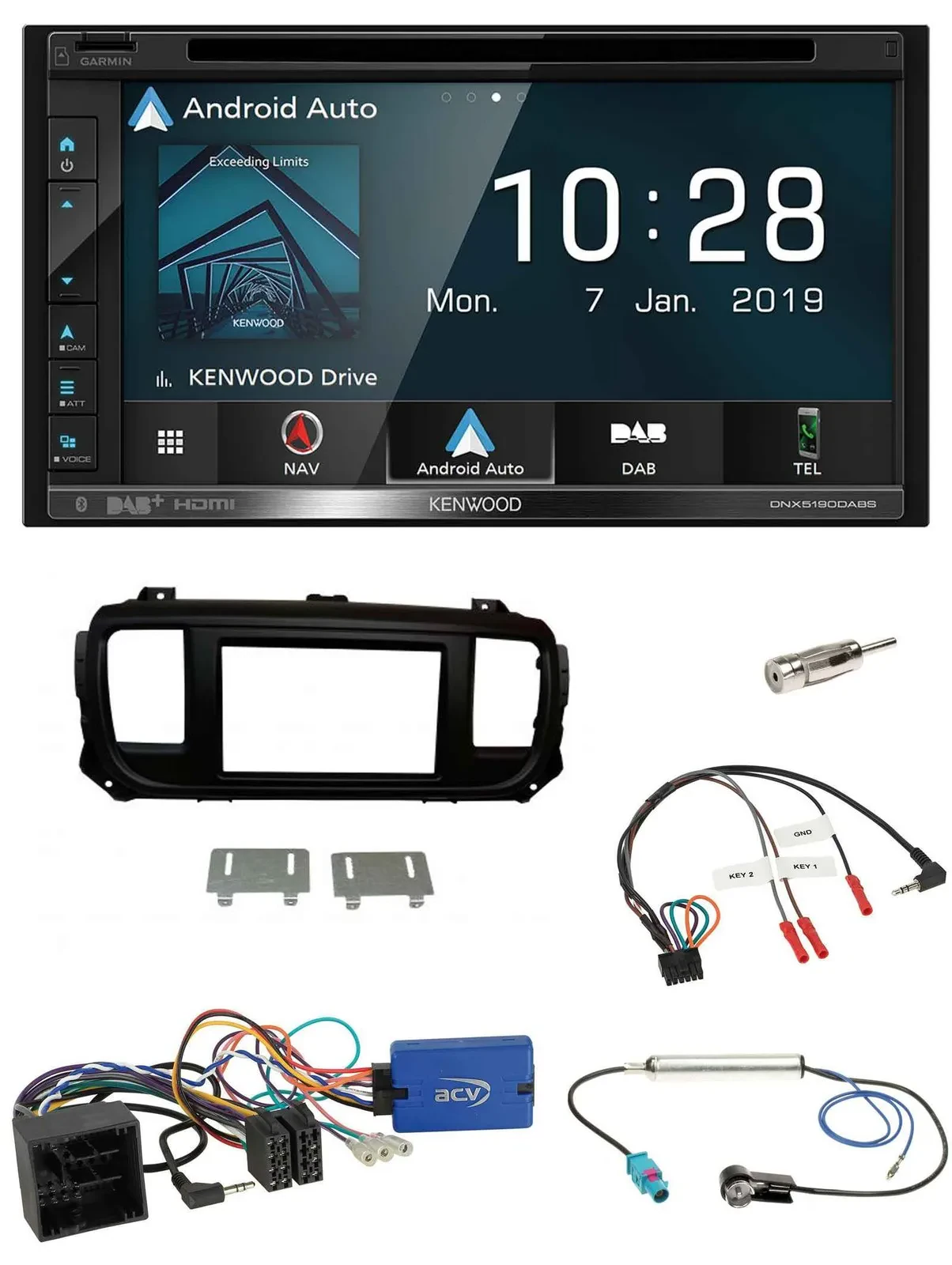 Kenwood DAB TMC USB 2DIN Lenkrad Bluetooth Navigation für Citroen Spacetourer Ju