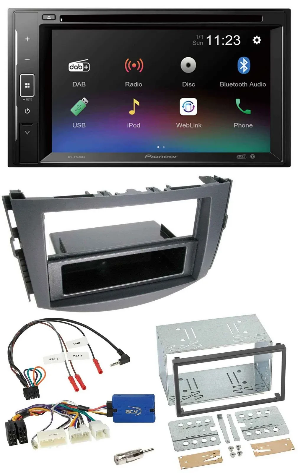 Pioneer Bluetooth Lenkrad USB 2DIN DAB DVD Autoradio für Toyota RAV 4 ab 2011 28