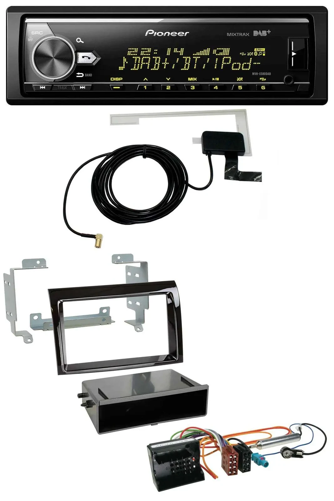 Автомагнитола для Citroen Jumper (2006–2011) Pioneer Bluetooth DAB USB MP3 Quadlock, черный глянец