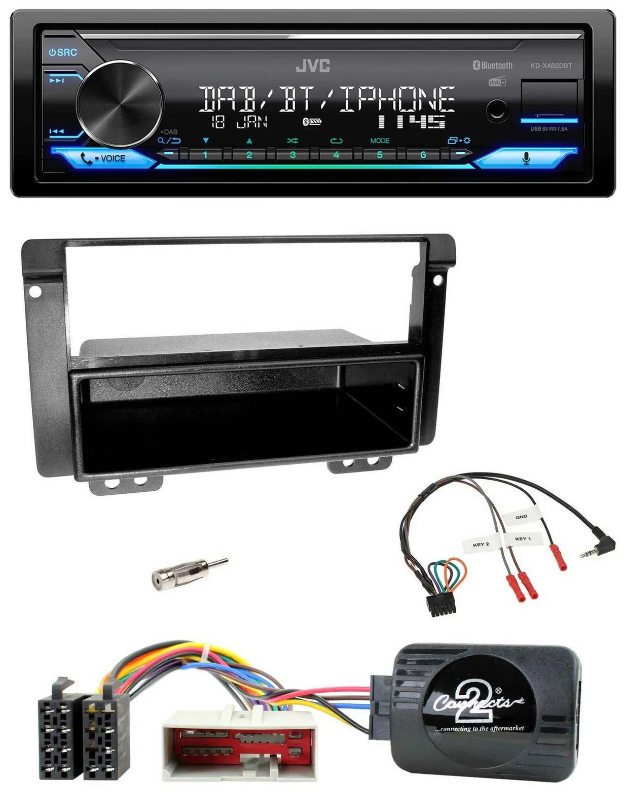 JVC Bluetooth DAB USB Lenkrad Autoradio für Landrover Freelander 2004-2006