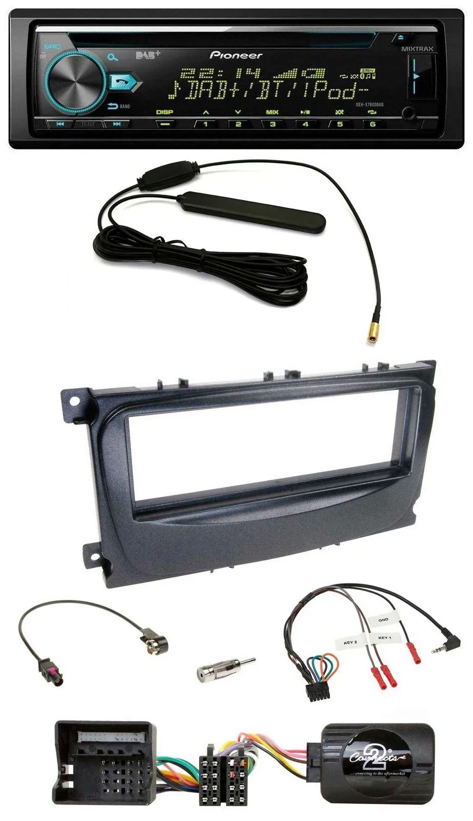 Pioneer CD MP3 Lenkrad DAB USB Autoradio für Ford S-Max Mondeo 07-14 schwarz