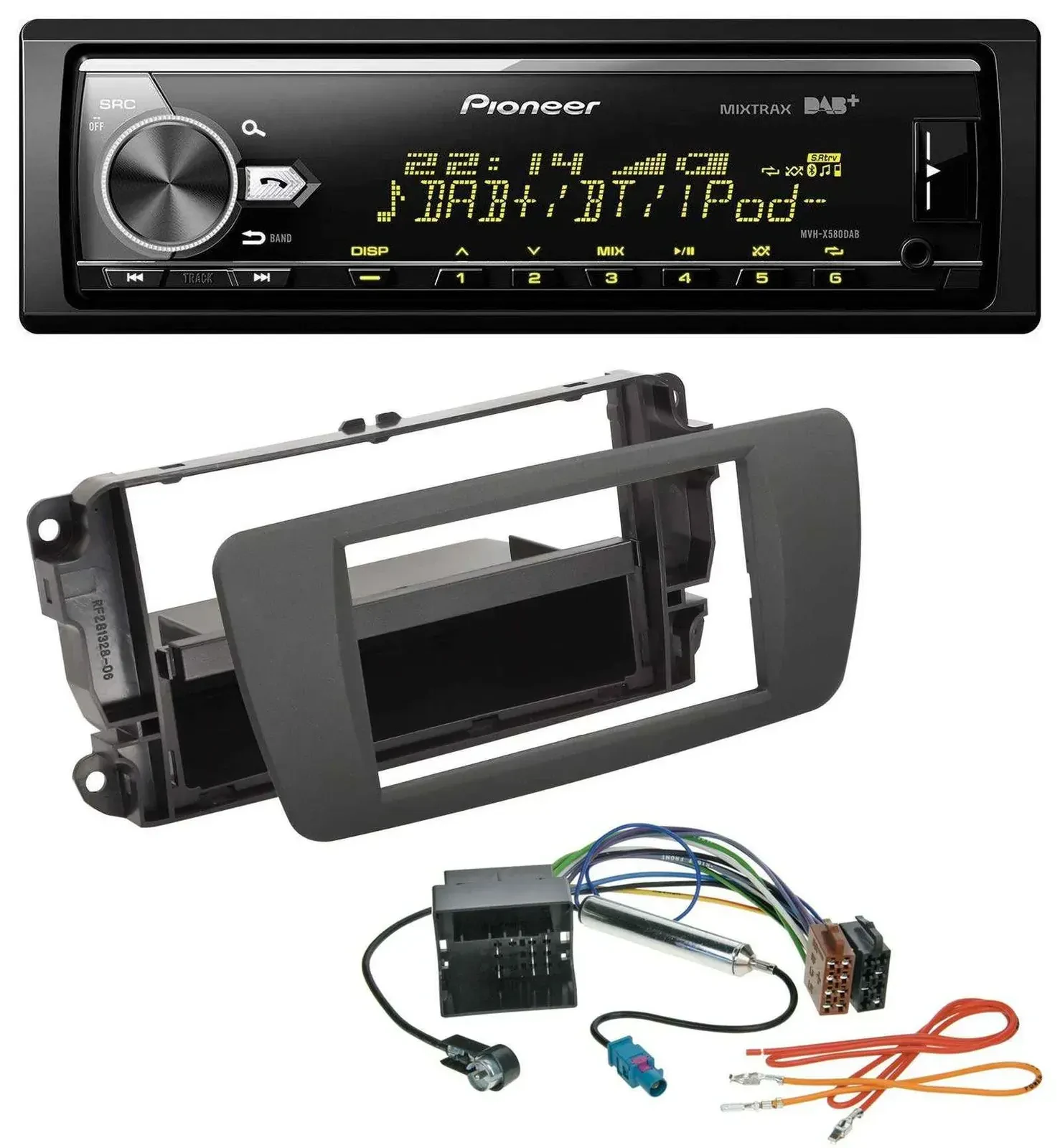 Автомагнитола для Seat Ibiza (с 2012) Pioneer Bluetooth, USB, DAB, MP3, серый (Tuam Grey)