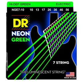 Струны для 7-струнной электрогитары DR Strings NGE7-10 Neon Green 10-56