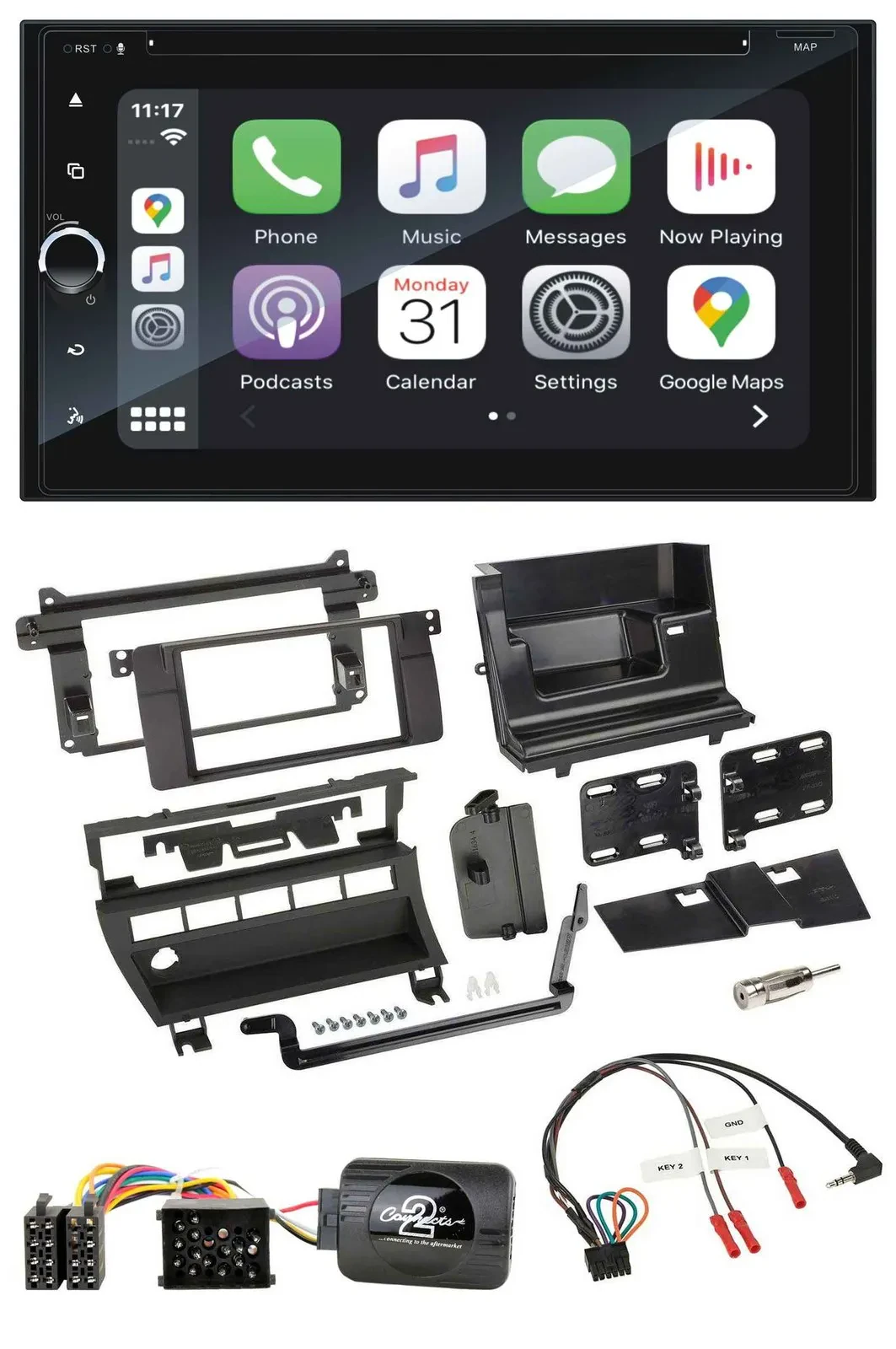 Blaupunkt 2DIN Bluetooth DAB USB DVD Lenkrad Autoradio für BMW 3er 1999-2006 5 S