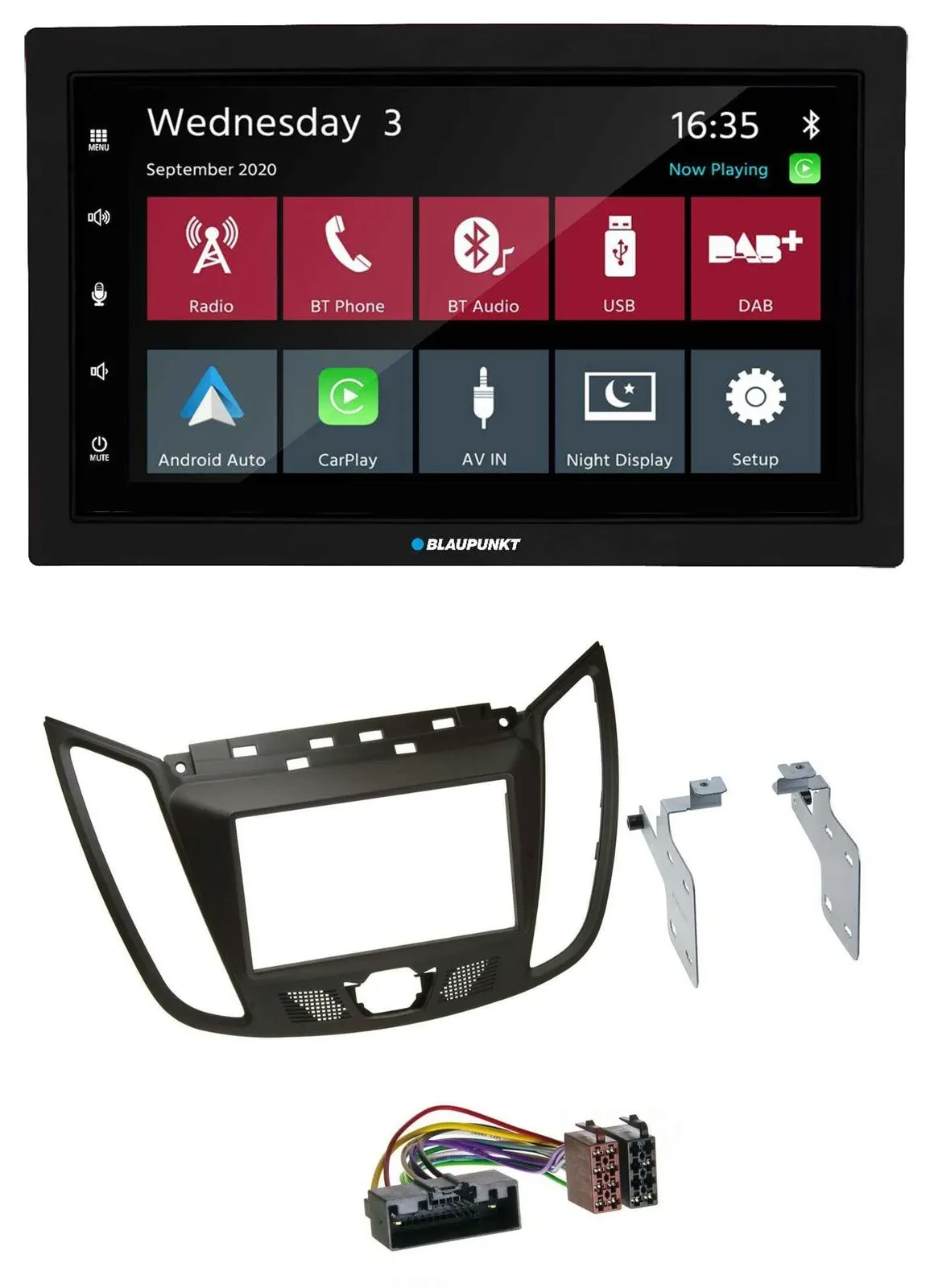 Blaupunkt DAB Bluetooth USB MP3 2DIN Autoradio für Ford C-Max (ab 10) braun