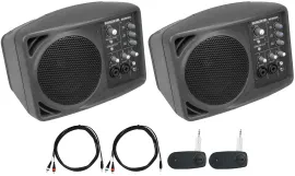 (2) Mackie SRM150 Powered Active PA Monitor Speakers w/Wireless Linking SRM-150