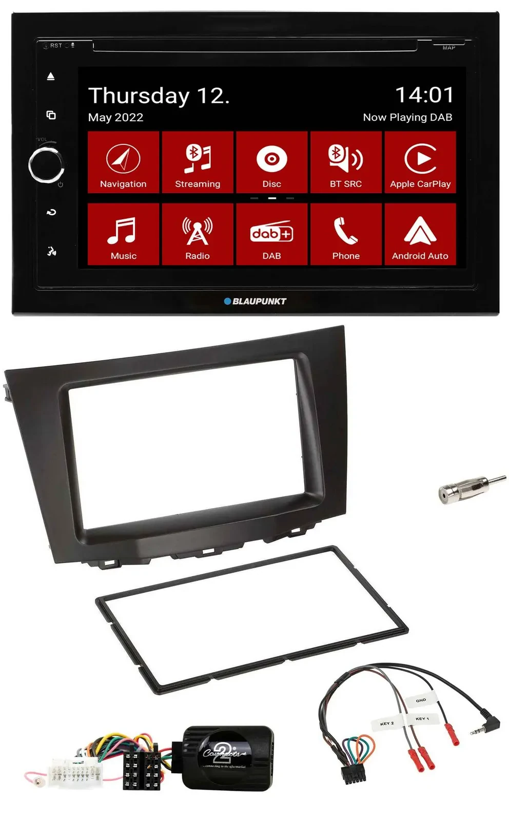 Blaupunkt 2DIN Lenkrad Bluetooth USB TMC DAB Navigation für Suzuki Kizashi ab 20
