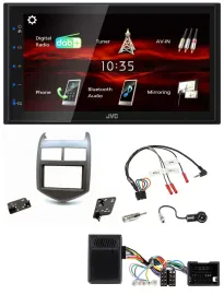 JVC USB Bluetooth Lenkrad DAB 2DIN Autoradio für Chevrolet Aveo ab 11 dunkelgrau