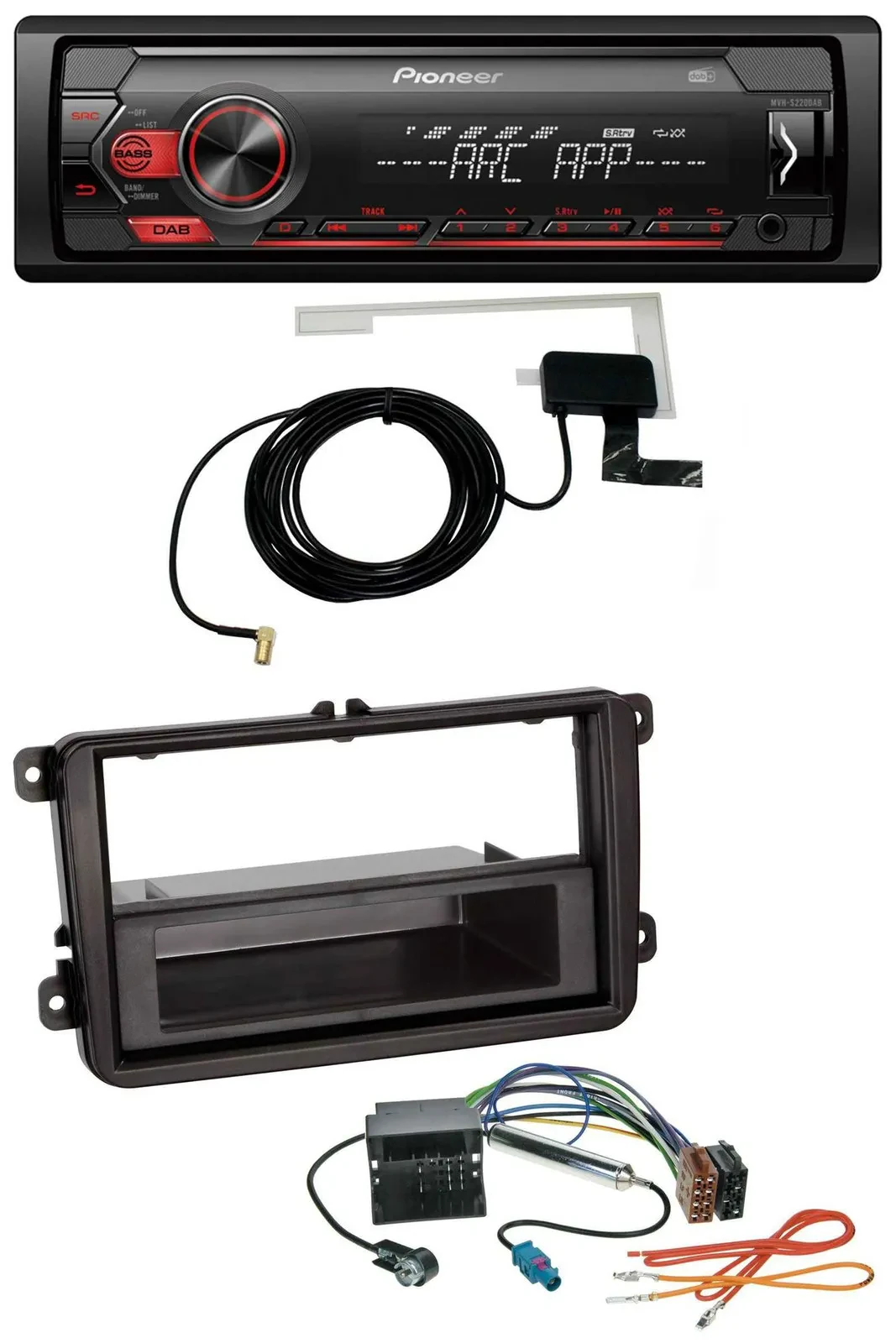 Автомагнитола Pioneer 1-DIN USB DAB MP3 AUX для VW Caddy, Golf V/VI, Jetta (с 2003)