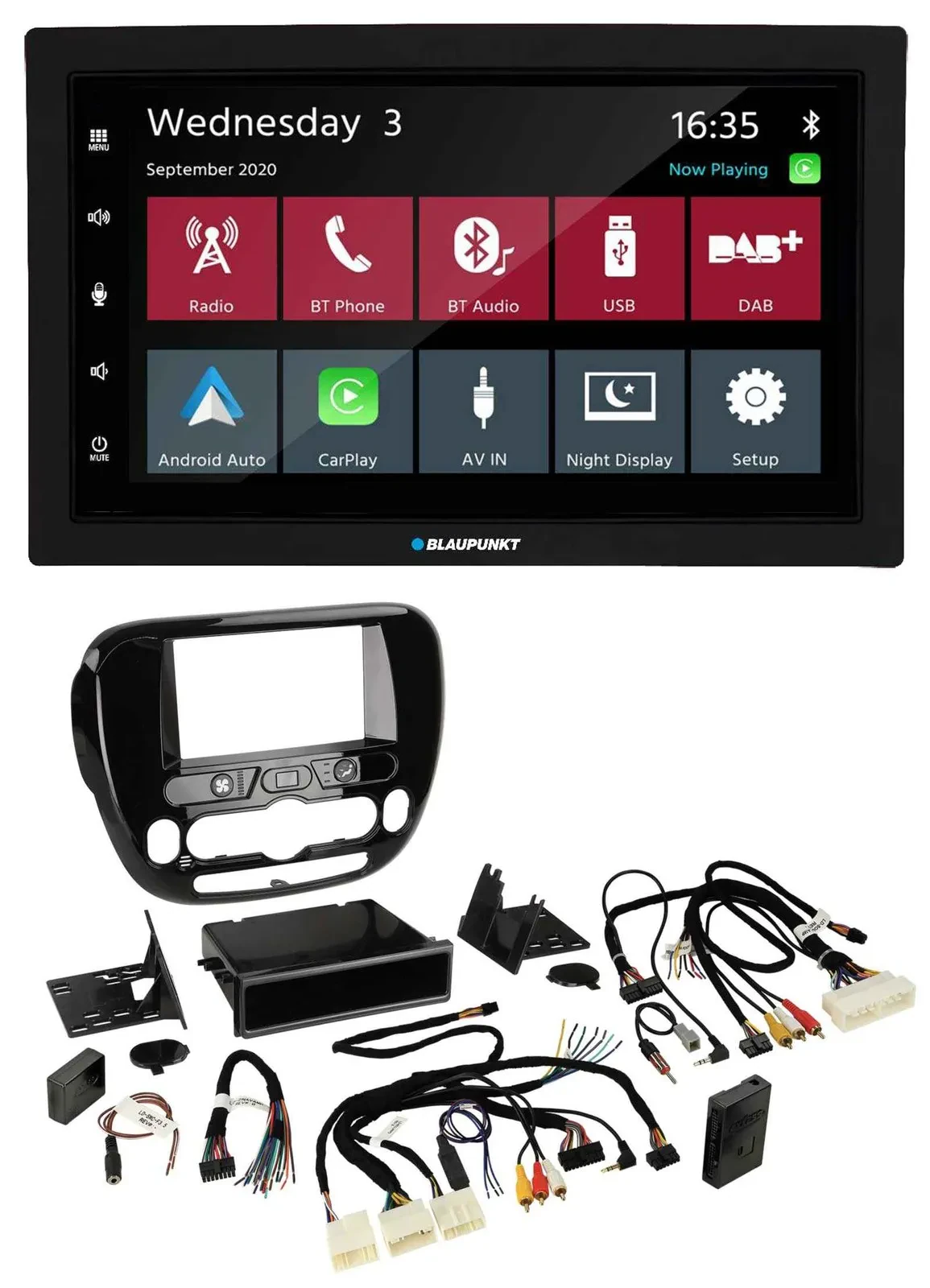 Blaupunkt DAB Bluetooth USB Lenkrad 2DIN Autoradio für Kia Soul ab 2014 Klima