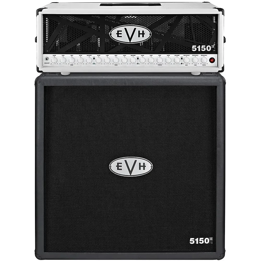 EVH 5150III 100W Guitar Tube Head, Ivory With 5150III 4x12 Guitar Cab, Black