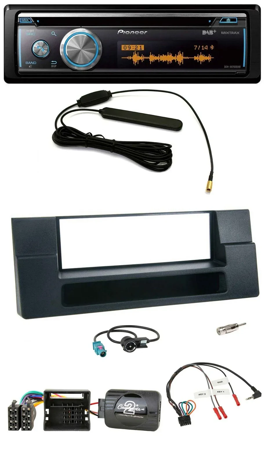 Pioneer CD USB Bluetooth DAB Lenkrad Autoradio für BMW 5er E39 X5 Quadlock Ablag