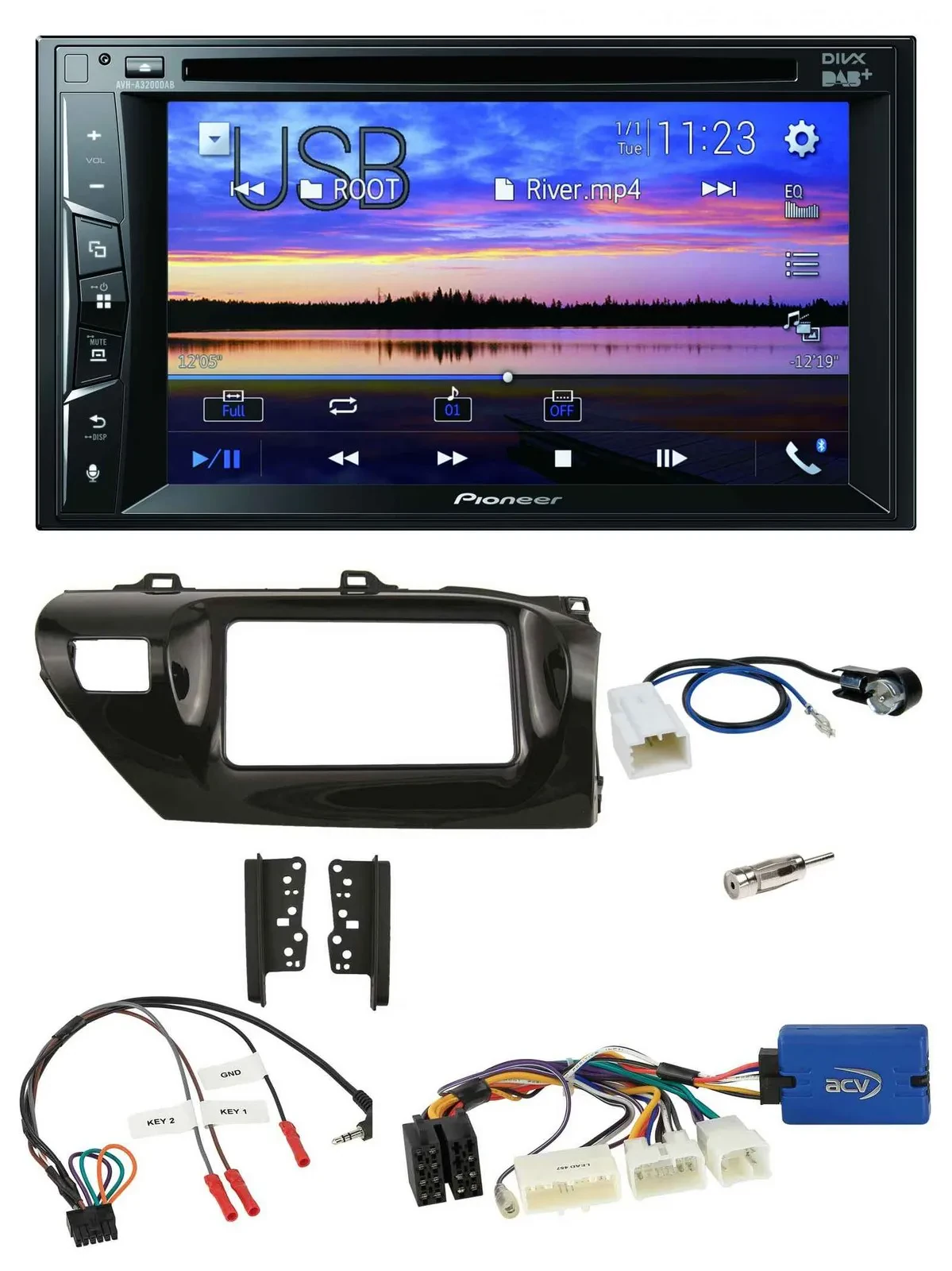 Pioneer Bluetooth 2DIN USB DVD DAB Lenkrad Autoradio für Toyota Hilux 2015-2020