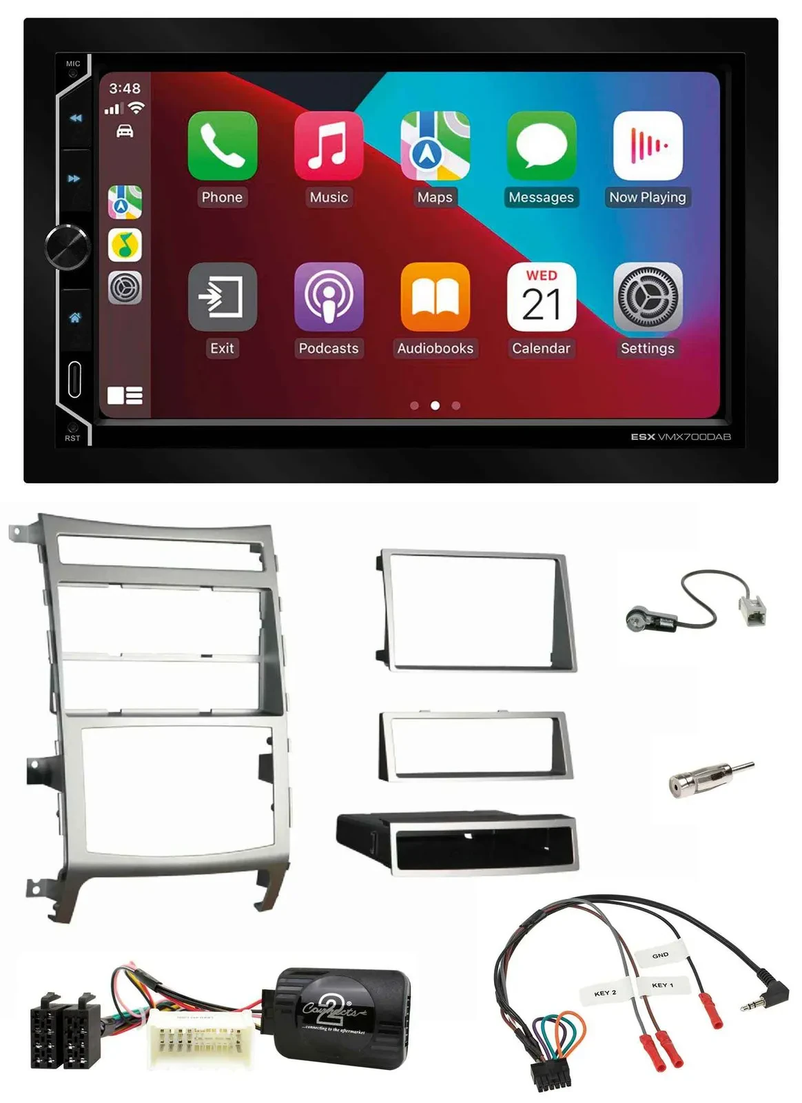 ESX 2DIN DAB USB Lenkrad Bluetooth Autoradio für Hyundai IX55 2009-2012 silber