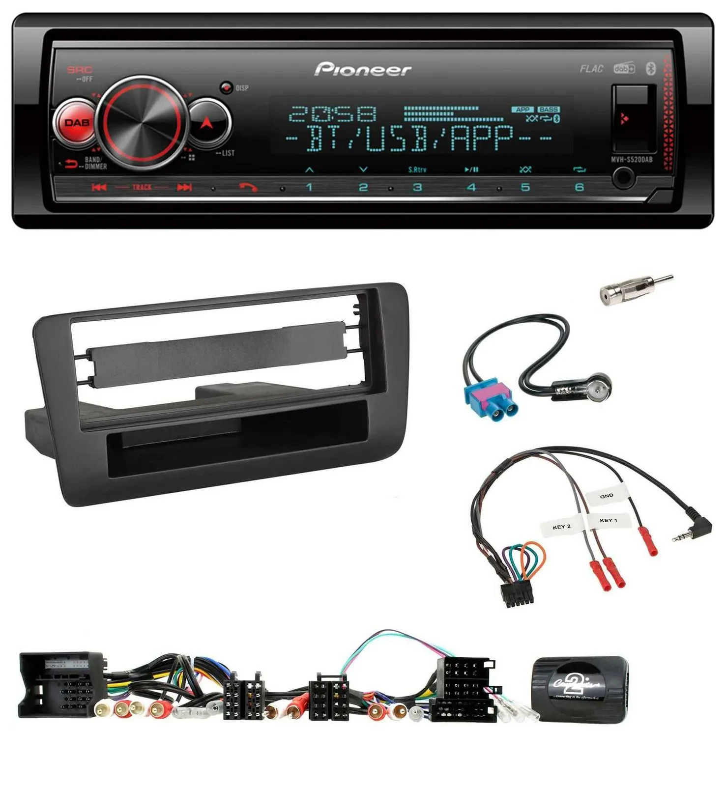 Pioneer Bluetooth USB Lenkrad DAB Autoradio für Audi A1 (2010-2019)