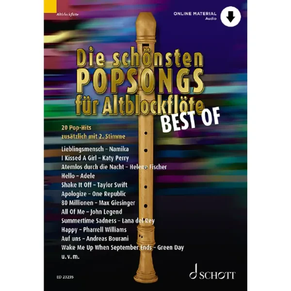 Сборник песен Schott Music Die Schönsten Popsongs Für Alt-Blockflöte BEST OF