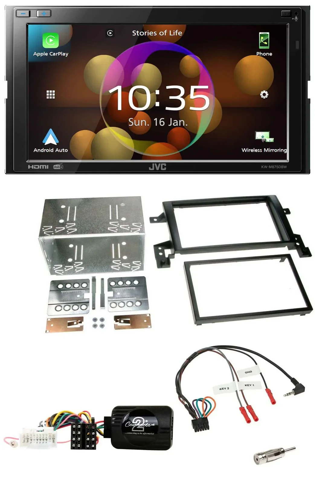 JVC DAB Lenkrad 2DIN Bluetooth USB Autoradio für Suzuki Grand Vitara 2005-2011