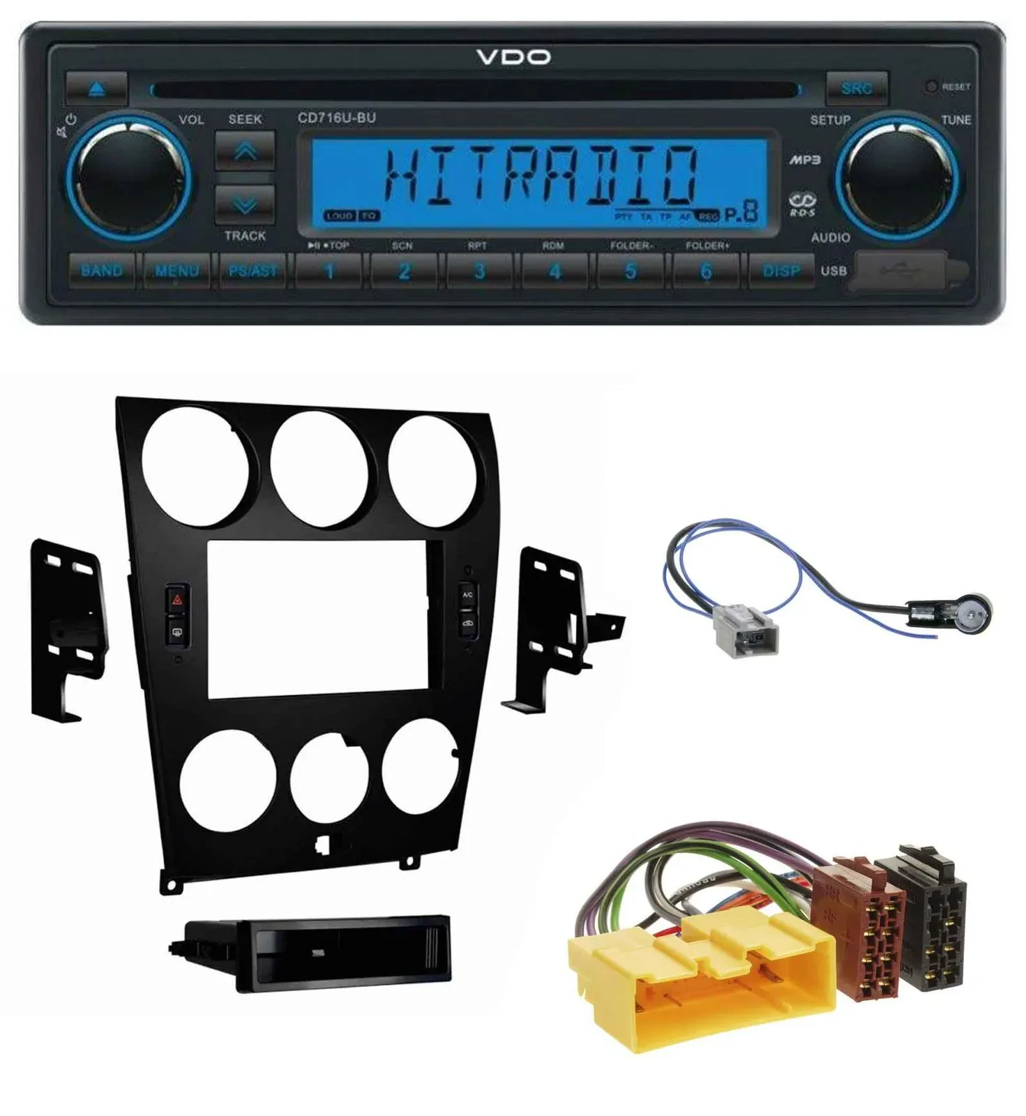 VDO AUX MP3 1DIN CD USB Autoradio für Mazda 6 (2006-2008)