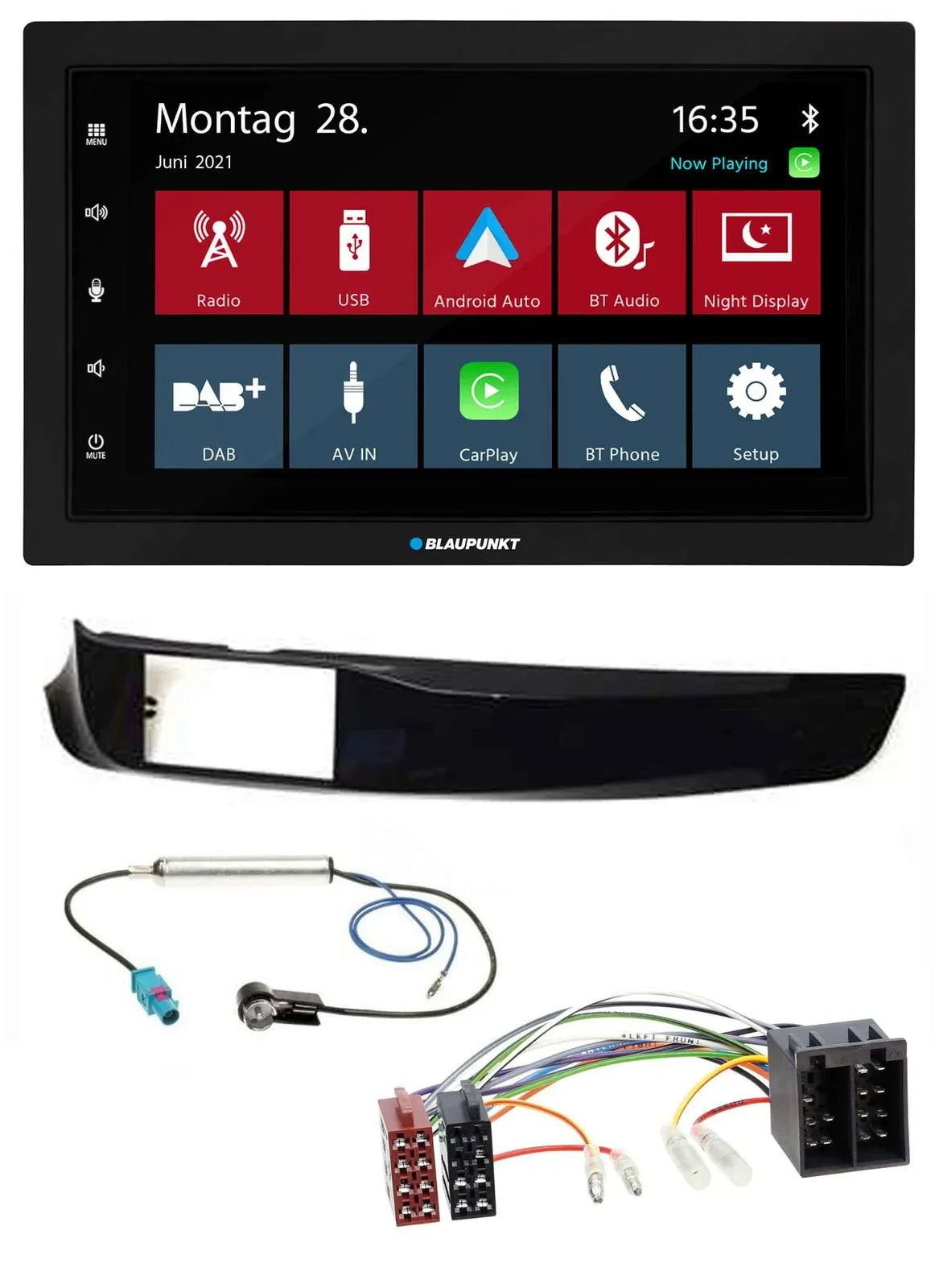 Blaupunkt MP3 Bluetooth DAB 2DIN USB Autoradio für Alfa Giulietta schwarz glänze