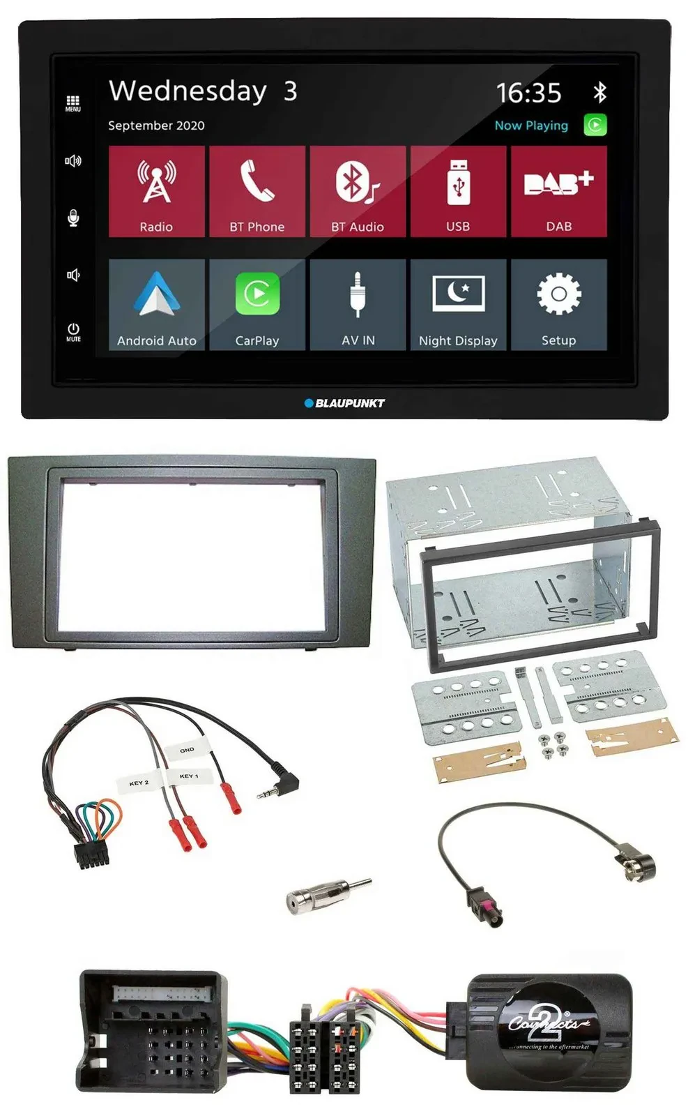 Автомагнитола для Ford Mondeo (2003–2007) Blaupunkt 2DIN, DAB, Bluetooth, USB, управление с руля, черная