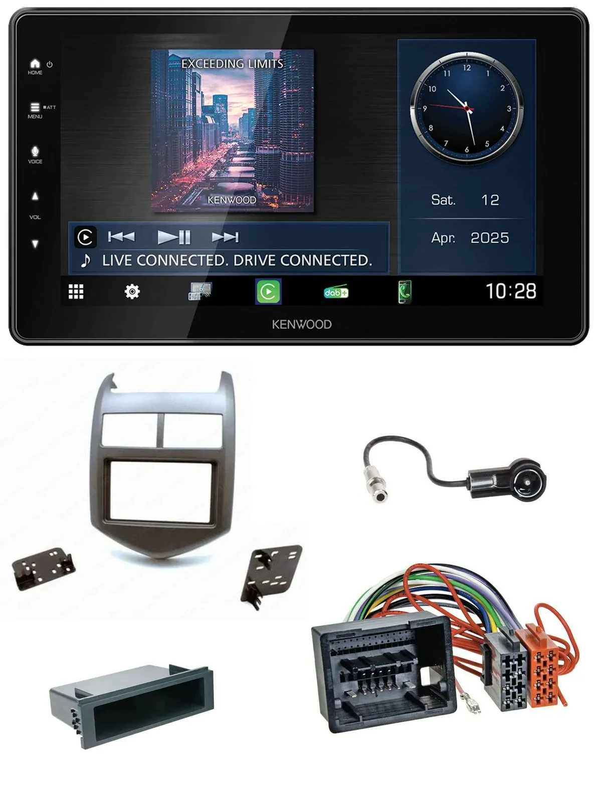 Kenwood MP3 Bluetooth USB DAB Autoradio für Chevrolet Aveo Sonic ab 2011 dunkelg