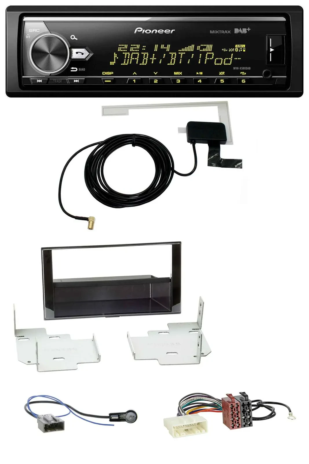 Автомагнитола Pioneer Bluetooth, DAB, USB, MP3 для Nissan Micra (2013–2017) Piano Black