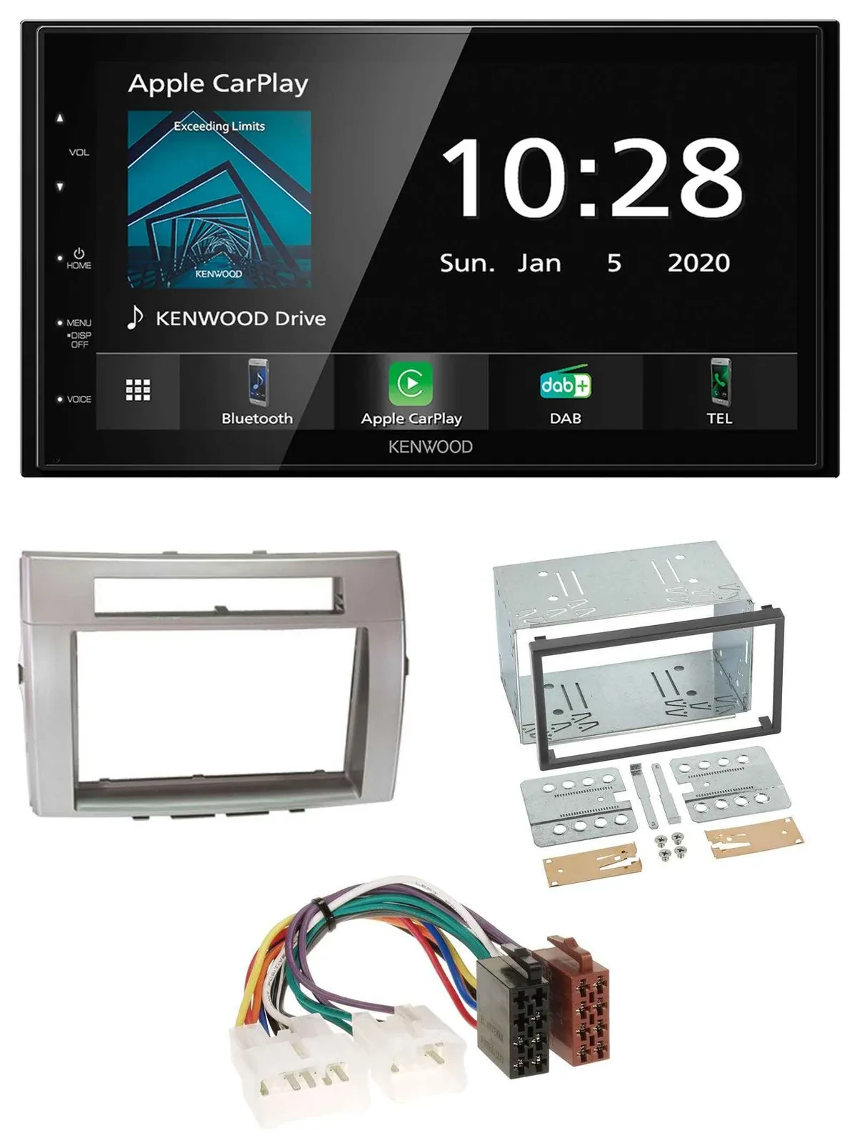 Автомагнитола Kenwood 2-DIN Bluetooth MP3 DAB USB для Toyota Corolla Verso (2004–2009), серебристая