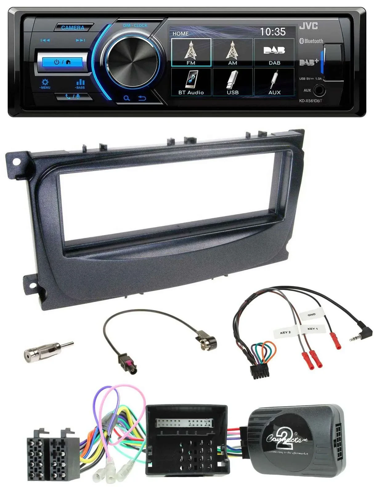 JVC Bluetooth Lenkrad USB DAB Autoradio für Ford Mondeo S-Max 2007-14 Can-Bus sc