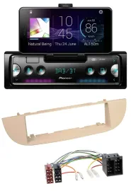 Автомагнитола Pioneer USB, MP3, Bluetooth, DAB для Fiat 500 (с 2007), перламутрово-серый/бежевый