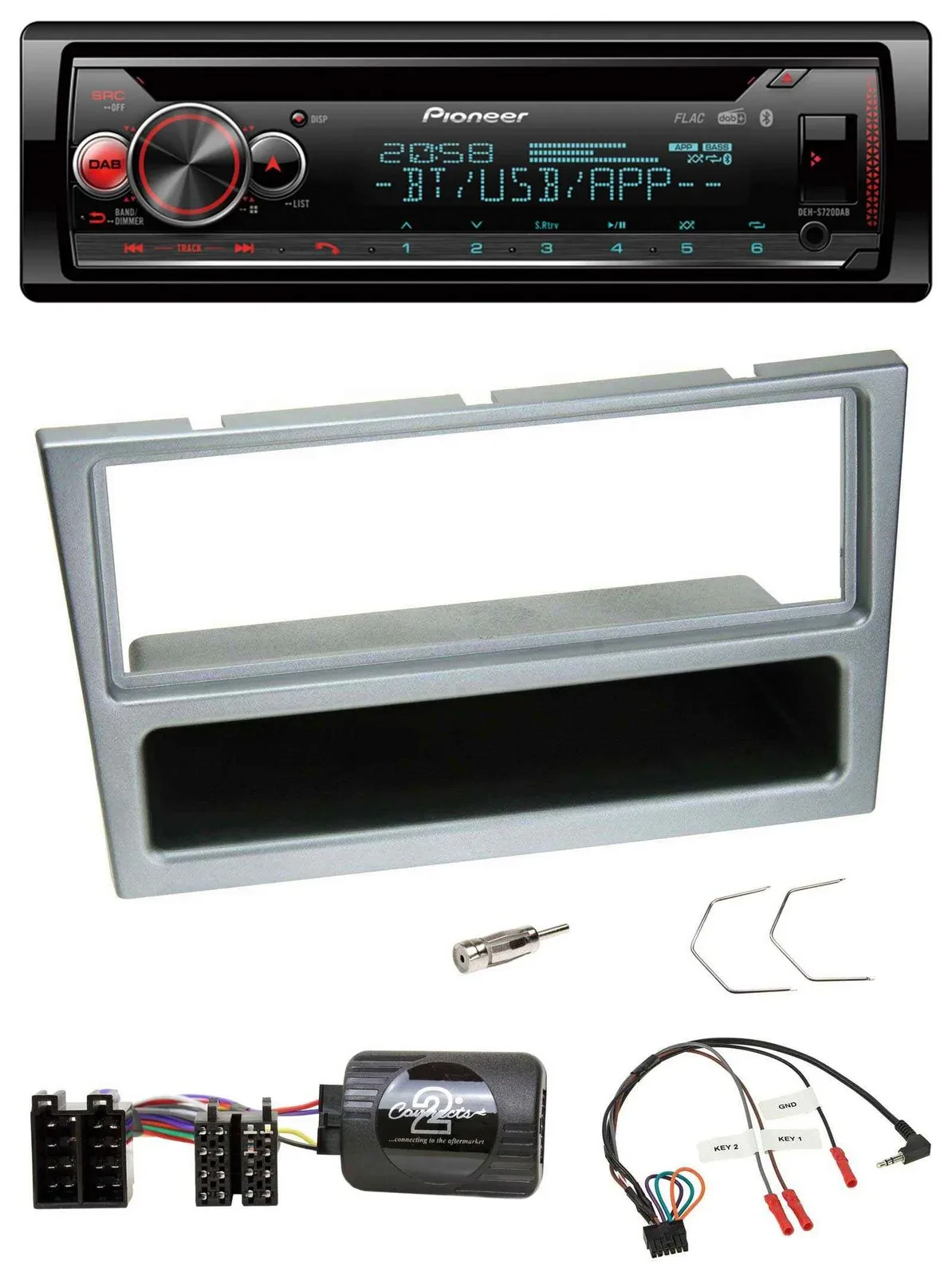 Автомагнитола Pioneer DAB CD Bluetooth USB для Opel Corsa C (2000–2004) серебристый