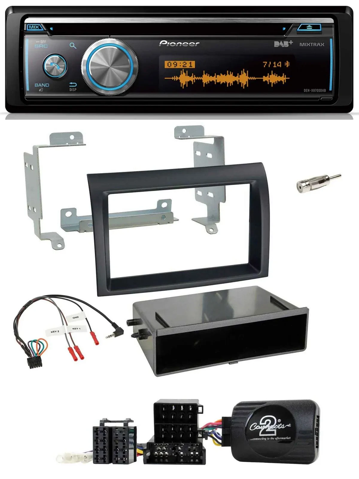 Pioneer Lenkrad DAB USB CD Bluetooth Autoradio für Fiat Ducato 06-08 schwarz