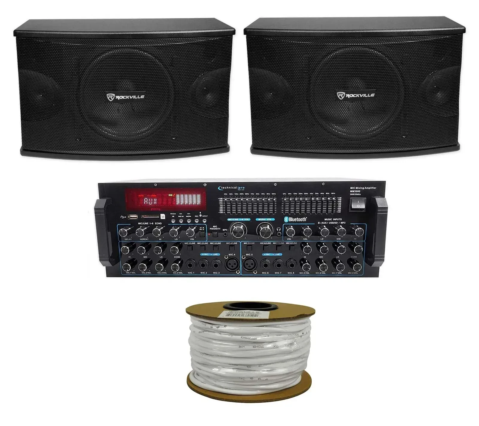 Пассивная акустическая система Rockville KPS10 Black с усилителем и аксессуарами (пара)