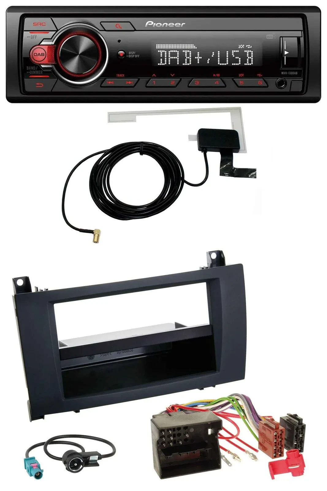 Pioneer 1DIN MP3 DAB USB AUX Autoradio für Mercedes SLK (R171, 2004-2011)