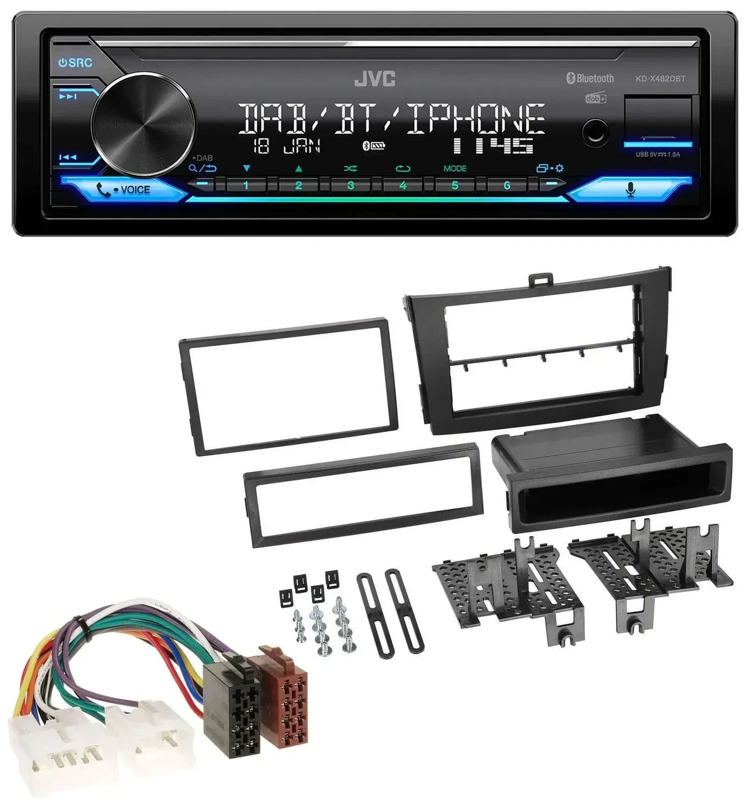 Автомагнитола для Toyota Corolla (с 2009) JVC Bluetooth DAB USB MP3 черная