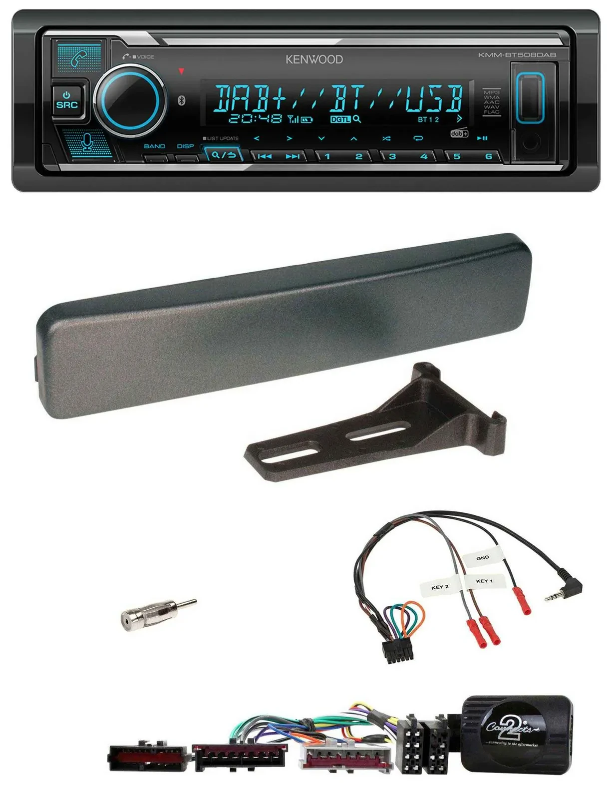 Kenwood Bluetooth Lenkrad DAB USB Autoradio für Ford Mondeo Focus anthrazit