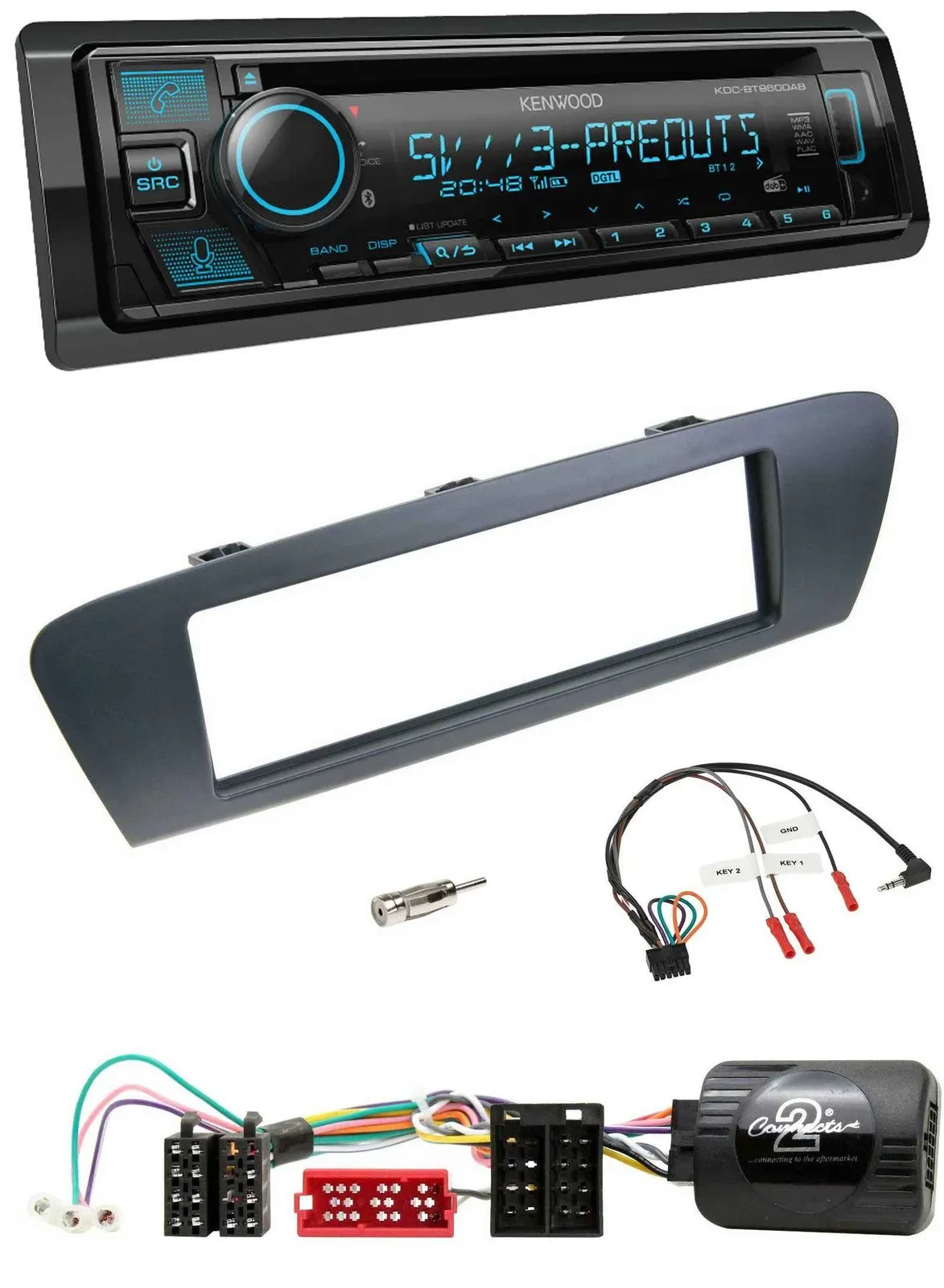 Kenwood Bluetooth USB CD Lenkrad DAB Autoradio für Renault Grand Scenic ISO ab 2