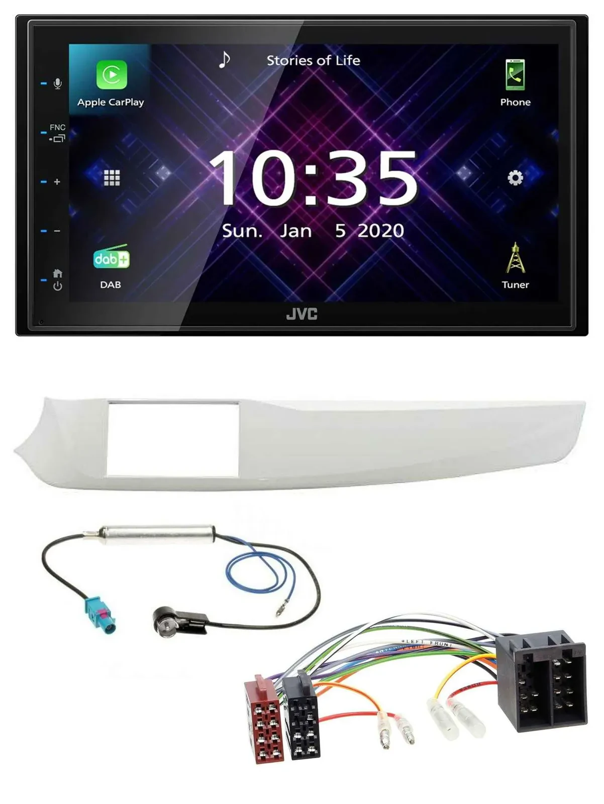 Автомагнитола JVC 2-DIN, DAB, MP3, Bluetooth, USB, для Alfa Romeo Giulietta 2010–2013, белая