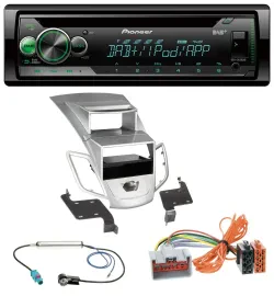 Pioneer USB MP3 DAB AUX CD Autoradio für Ford Fiesta Display 08-10 silber