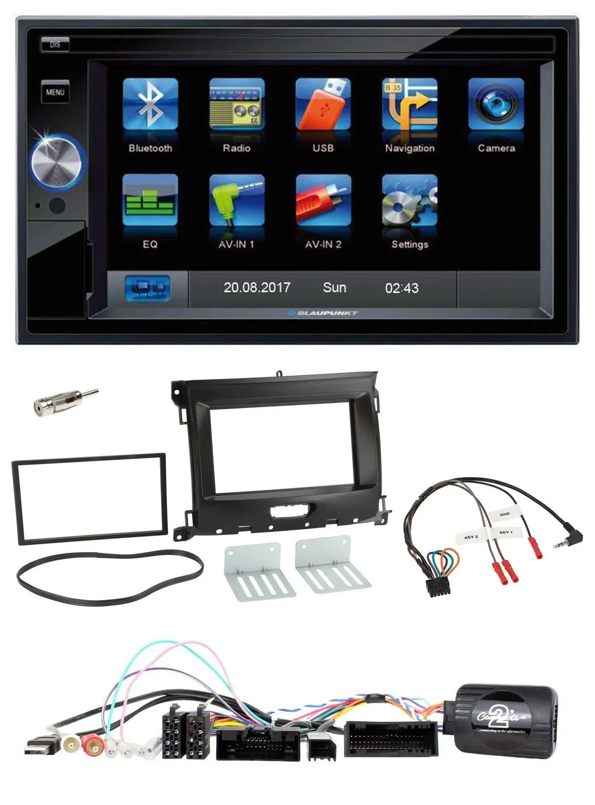 Blaupunkt SD USB TMC Bluetooth 2DIN Lenkrad Navigation für Ford Ranger XL ab 02/