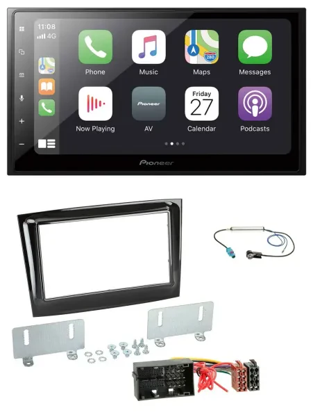 Pioneer MP3 Bluetooth DAB 2DIN USB Autoradio für Fiat Doblo ab 2015 piano schwar