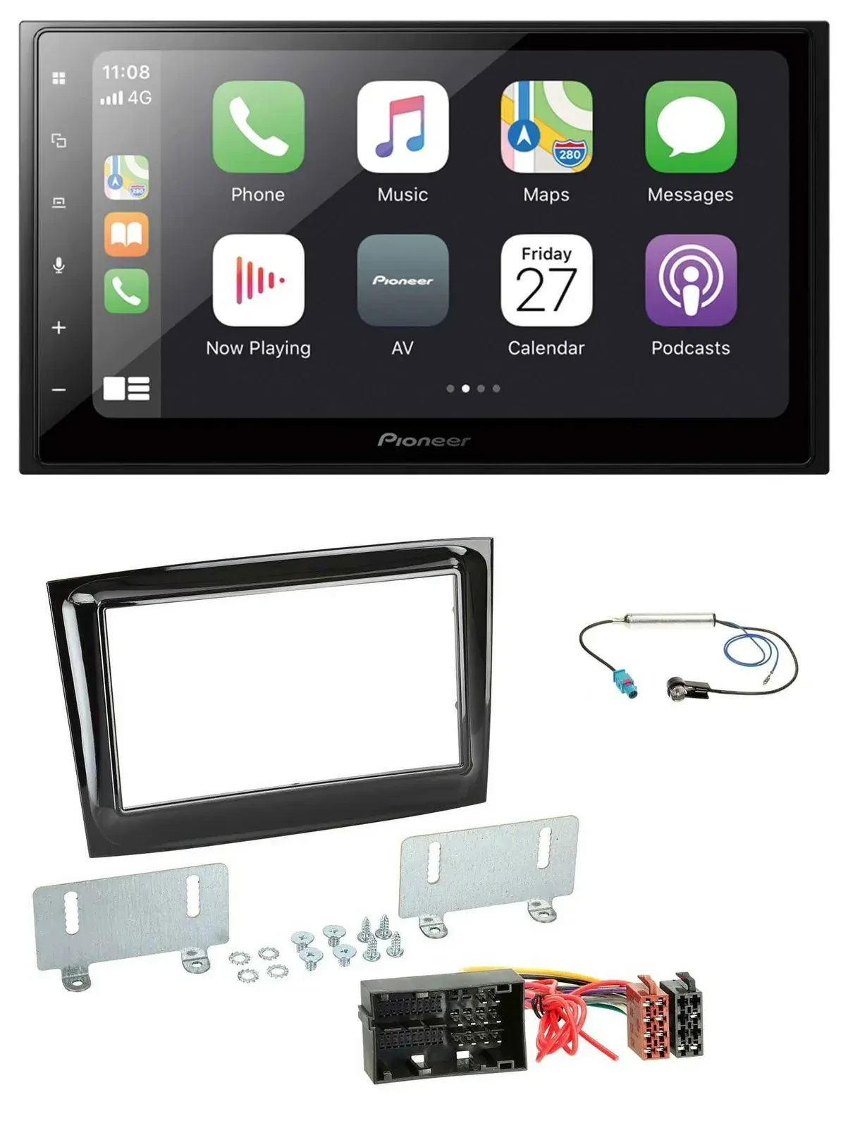 Автомагнитола Pioneer 2-DIN, Bluetooth, DAB, USB, MP3, для Fiat Doblo (с 2015), черный глянец