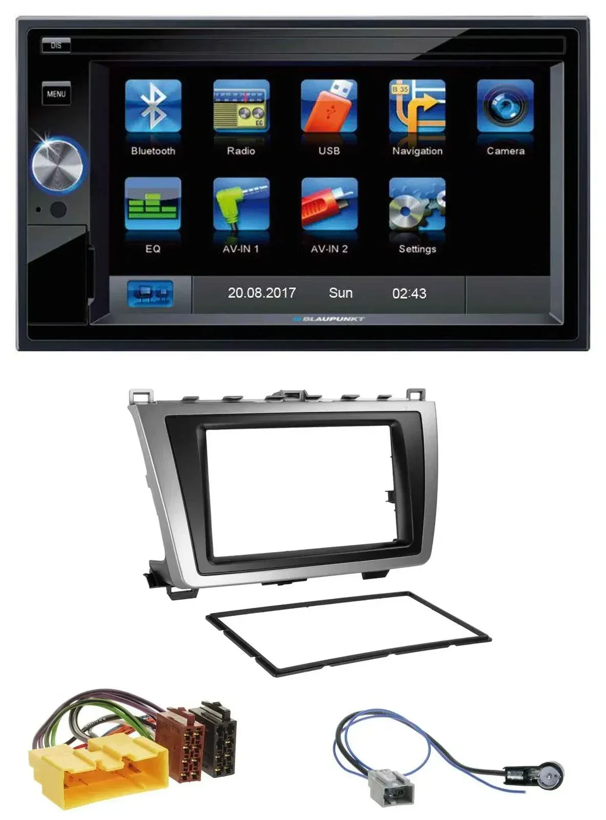 Blaupunkt SD Bluetooth 2DIN MP3 USB AUX Autoradio für Mazda 6 08-12 schwarz-silb