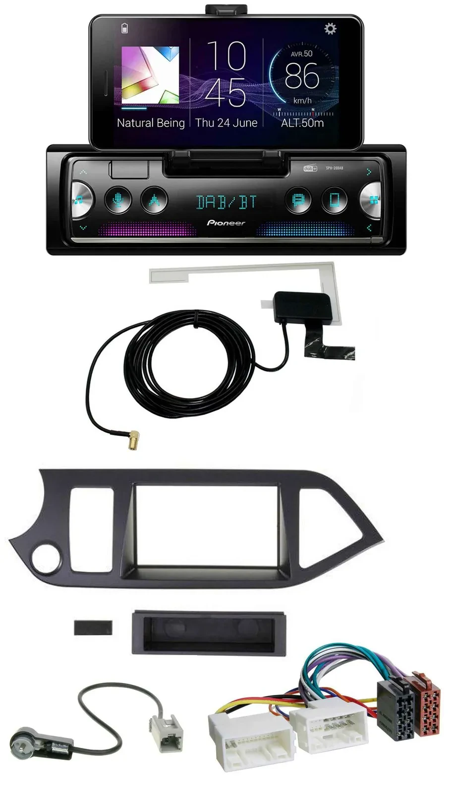 Автомагнитола для Kia Picanto (с 2011, Start-Stop) Pioneer DAB, Bluetooth, MP3, USB