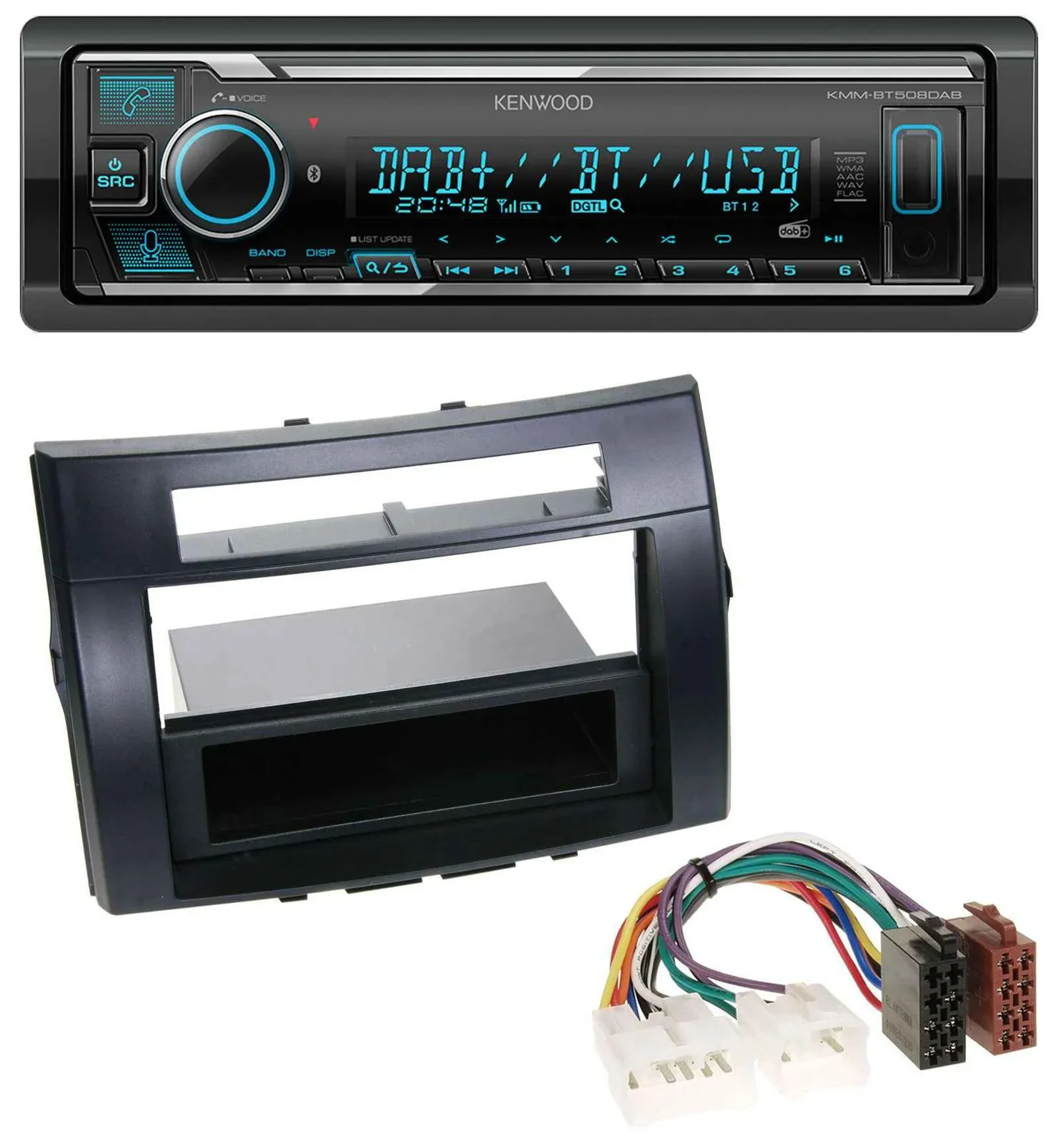 Автомагнитола Kenwood Bluetooth MP3 DAB USB для Toyota Corolla Verso (2004–2009) черная