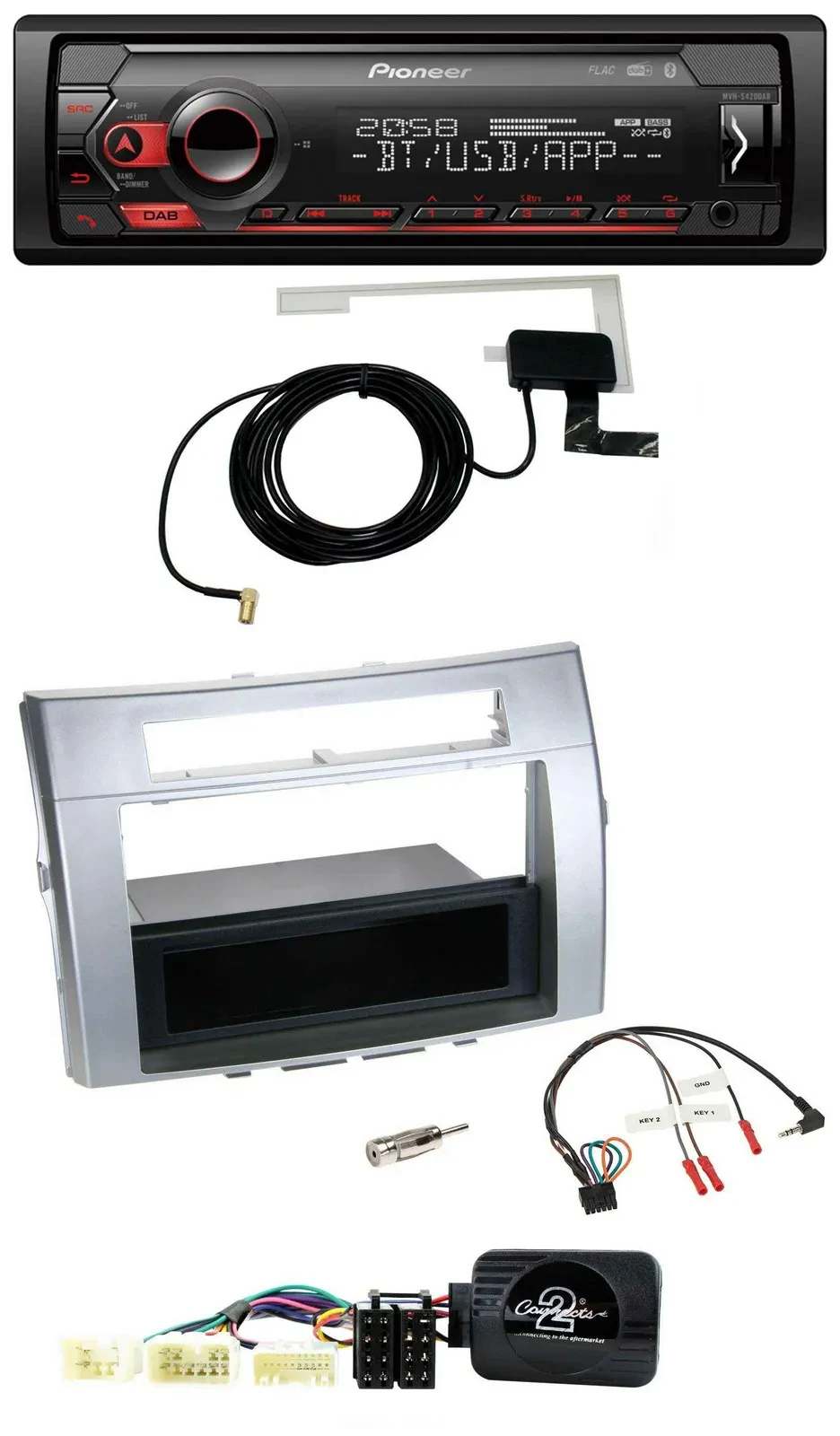 Автомагнитола для Toyota Corolla Verso (2004–2007) Pioneer DAB, USB, Bluetooth, совместимая с кнопками на руле