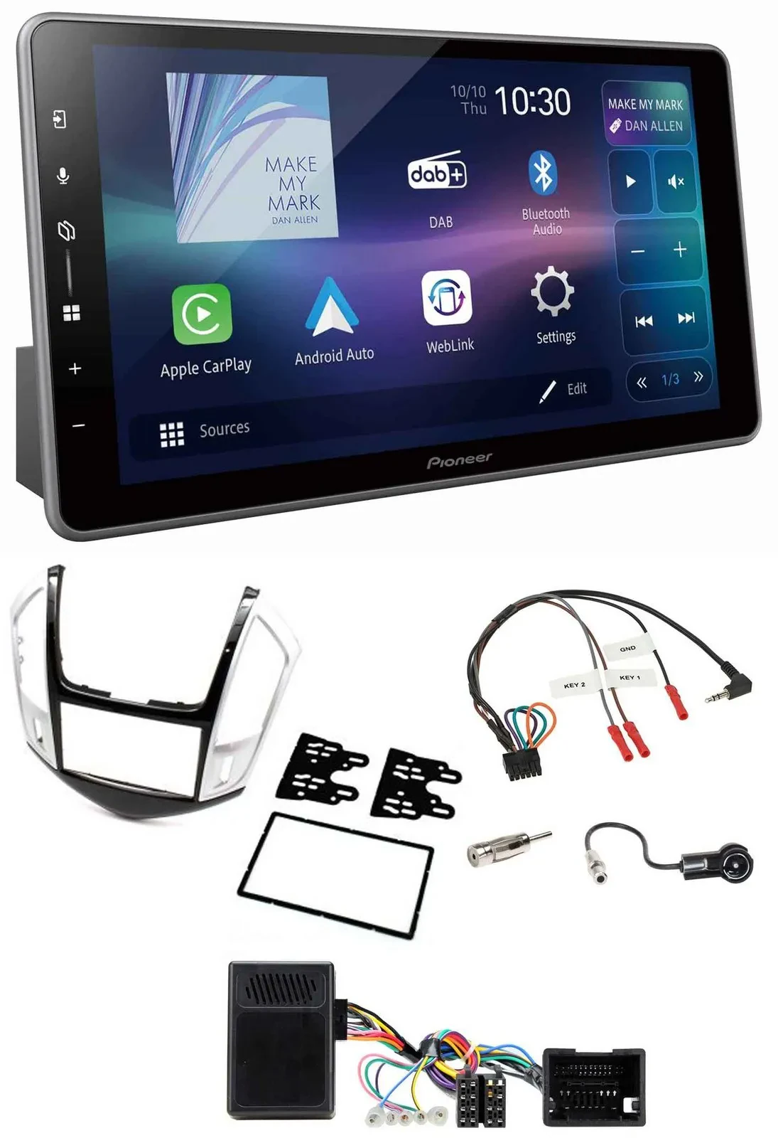 Pioneer Bluetooth USB DAB Lenkrad Autoradio für Chevrolet Cruze 2011-2016 silber
