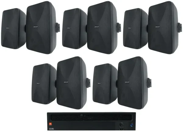 Настенная акустика JBL WET-6525B Black с усилителем (10 штук)
